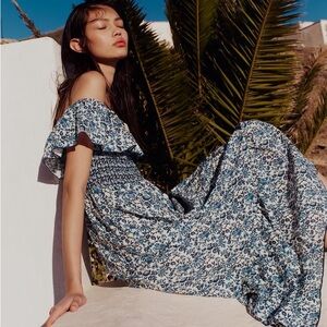 ZARA PRINTED OFF THE SHOULDER DRESS